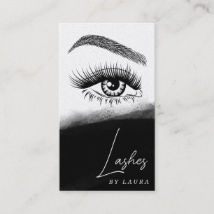 Cartão De Visita Simples Lashes Modernos Olhos e Mão Desenhada