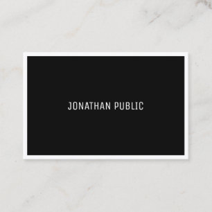 Cartão De Visita Simples liso branco preto elegante moderno de B&W