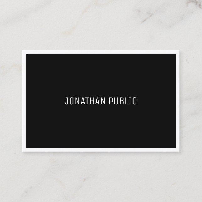 Cartão De Visita Simples liso branco preto elegante moderno de B&W (Frente)