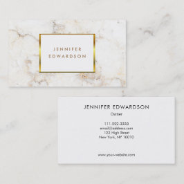 Cartão De Visita Simples mármore dourado branco profissional elegan