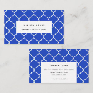 Cartão De Visita Simples marroquino mediterrânico azul e branco