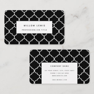 Cartão De Visita Simples marroquino no Mediterrâneo Negro e Branco