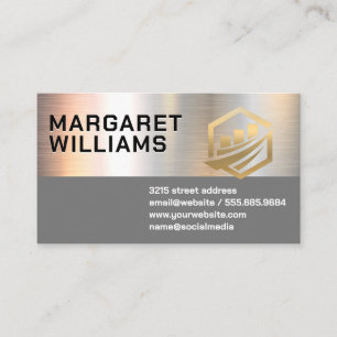 Cartão De Visita Simples Metálico Logotipo de Finanças Corporativ
