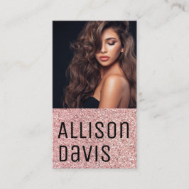 Cartão De Visita Simples minimalista de rosa Glitter moderno