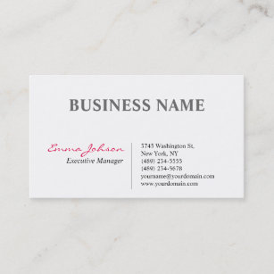 Cartão De Visita Simples moderno elegante cor-de-rosa branco preto