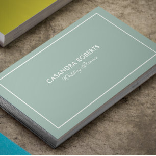 Cartão De Visita Simples moderno Reversível Sage-Green e Borda Bran