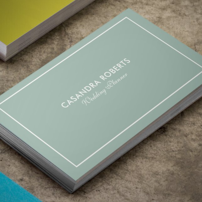 Cartão De Visita Simples moderno Reversível Sage-Green e Borda Bran (Criador carregado)