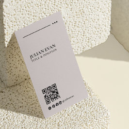 Cartão De Visita Simples Moderno VinculadoEm Código QR Beige Minima