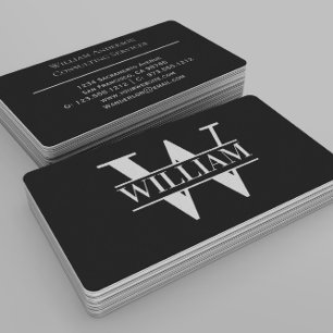 Cartão De Visita Simples Monograma de Tendência Moderna Elegante Pe