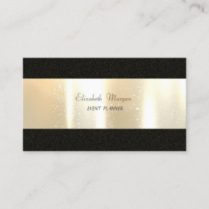 Cartão De Visita Simples Na moda elegante,Preto,Inverso Dourado