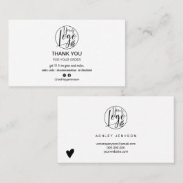 Cartão De Visita Simples obrigado de pedido de logotipo branco míni