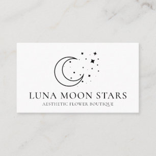 Cartão De Visita Simples Padrão Básico Lua Luna Estrelas