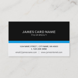 Cartão De Visita Simples Preto / Branco com uma Linha Azul