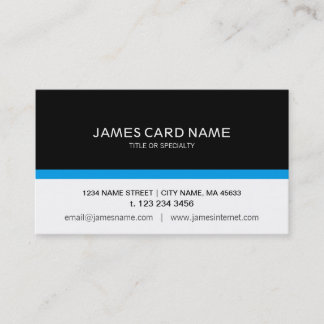 Cartão De Visita Simples Preto / Branco com uma Linha Azul