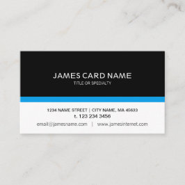 Cartão De Visita Simples Preto / Branco com uma Linha Azul