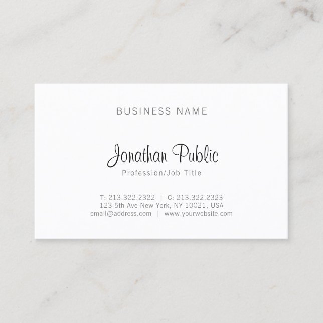 Cartão De Visita Simples profissional, elegante e elegante, elegant (Frente)