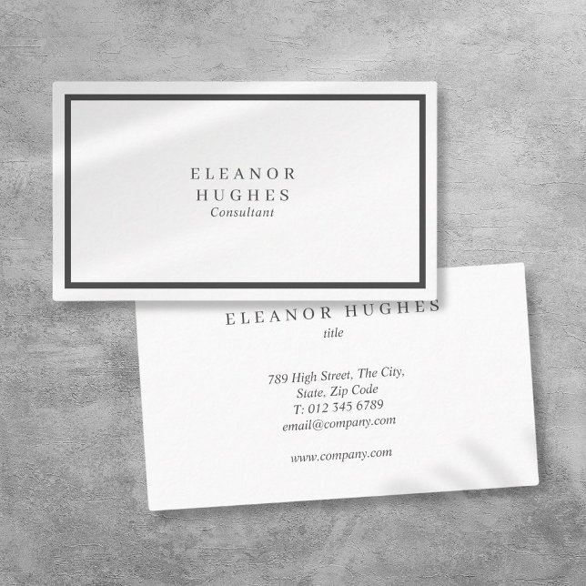 Cartão De Visita Simples Profissional Moderno Preto e Branco (Simple Modern Professional Black And White Business Card)