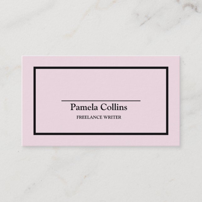 Cartão De Visita Simples profissional, preto e rosa (Frente)