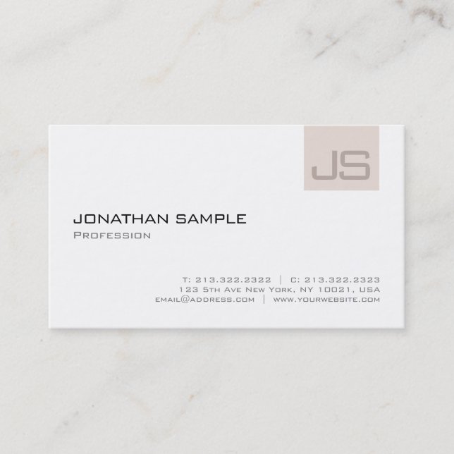 Cartão De Visita Simples Simples Simples de Monograma Profissional  (Frente)