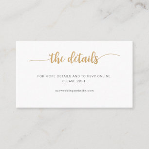Cartão De Visita Simples site de casamento ouro + detalhes + cartã