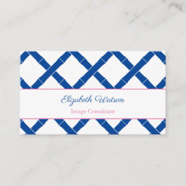 Cartão De Visita Simples Trellis De Bambu Azul E Branco