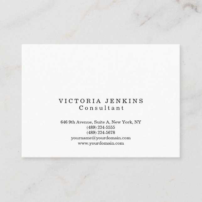 Cartão De Visita Simples Trendy White Professional Creative (Frente)