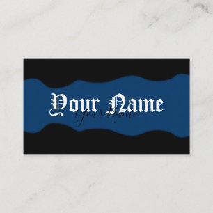 Cartão De Visita Simplesmente elegante e antiga onda negra e azul e