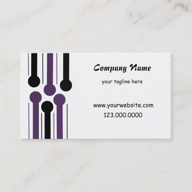 Cartão De Visita Simplesmente Moderno Preto e Roxo (Frente)