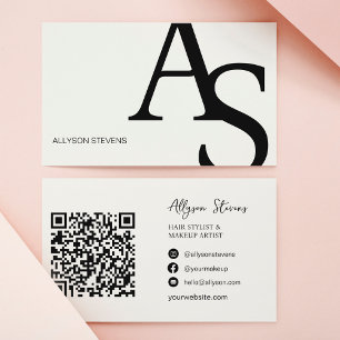 Cartão De Visita Sinais de logotipo Preto branco negrito maquiagem 