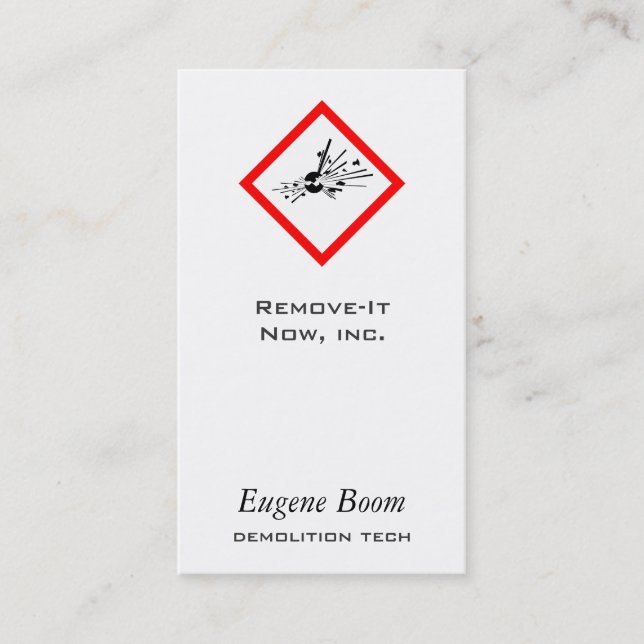 Cartão De Visita Sinal de aviso explosivo (Frente)