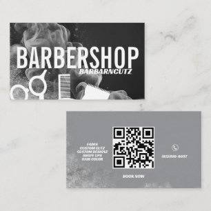 Cartão De Visita Sinal de Logotipo de Barbearia Cinza Fumaça Profis