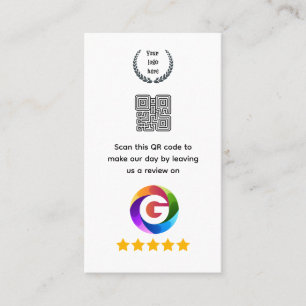 Cartão De Visita Sinal de Mesa de Avaliações do Google QR Code Pe