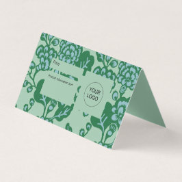 Cartão De Visita Sinal de Padrão Floral Verde e Azul Vibrante, Negr