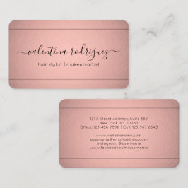 Cartão De Visita Sinal de Script Chic Rosa Rosa Rosa Dourada Folha