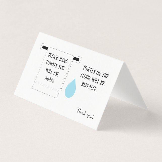 Cartão De Visita Sinal de toalha do hotel (Frente)