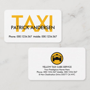 Cartão De Visita Sinalização de Táxi Amarelo Minimalista Simples