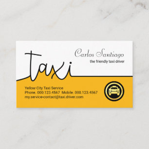 Cartão De Visita Sinalização Especial de Táxi Amarelo Dirigindo