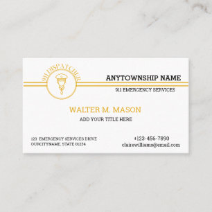 Cartão De Visita Sinalizador 911 Dispatcher Dourado Linhas Finas