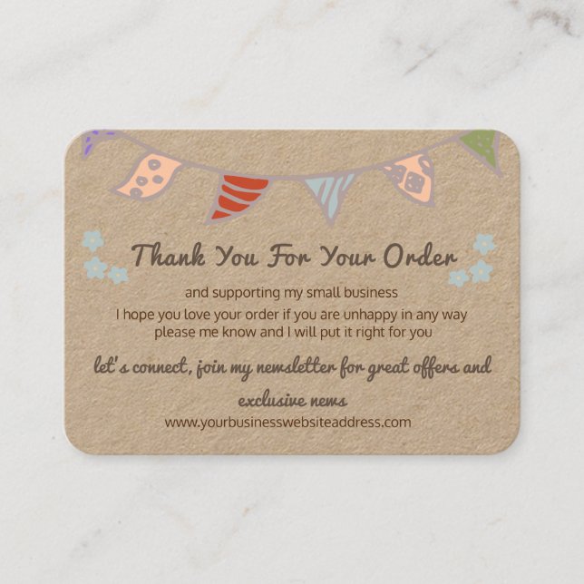 Cartão De Visita Sinalizador Corajoso Kraft Obrigado pelo seu códig (Frente)