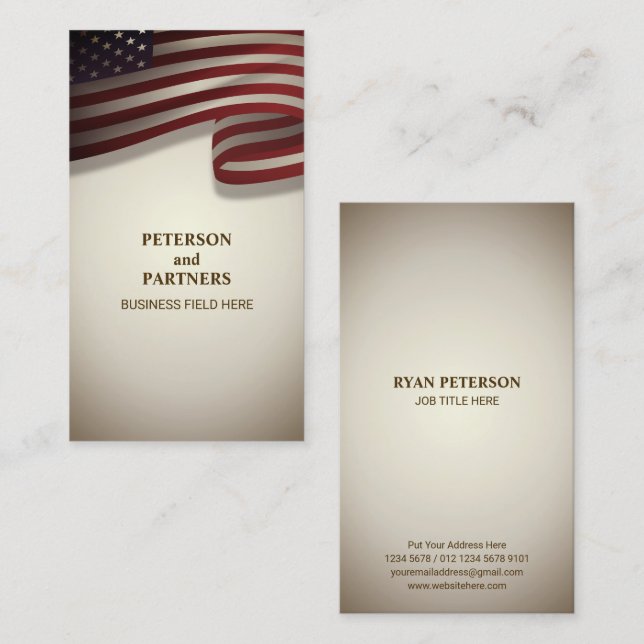 Cartão De Visita Sinalizador EUA | Vertical | Antecedentes (Frente/Verso)