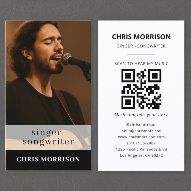 Cartão De Visita Singer SongWrite Music QR Code Foto (Criador carregado)