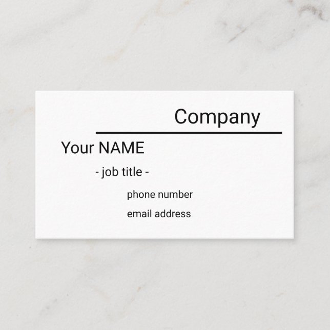 Cartão De Visita single sided simples white business card (Frente)