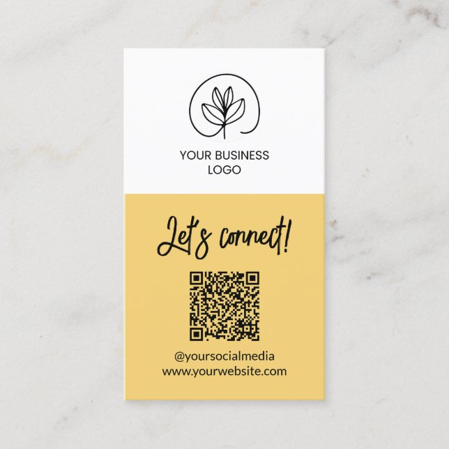 Cartão De Visita Single Sided Soft Yellow Let's Connect QR Code (Frente)