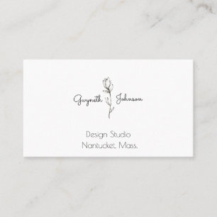 Cartão De Visita Sistema Floral Branco e Preto