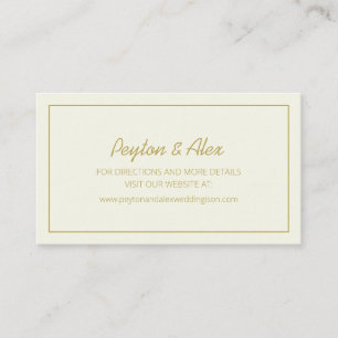 Cartão De Visita Site de Casamento Creme e Dourado