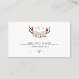 Cartão De Visita Site de Casamento de Antlers Florais Brancos de Wa