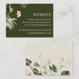 Cartão De Visita Site de Casamento de Boho Pastel, em hibisco tropi