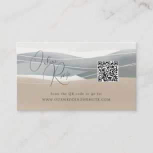 Cartão De Visita Site de casamento de praia de Código QR de RSVP On