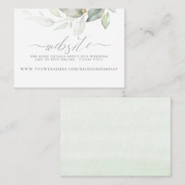 Cartão De Visita Site de Casamento Dourado Greenery