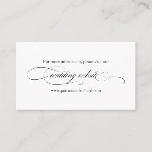 Cartão De Visita Site de Casamento Elegante com Letra Preta